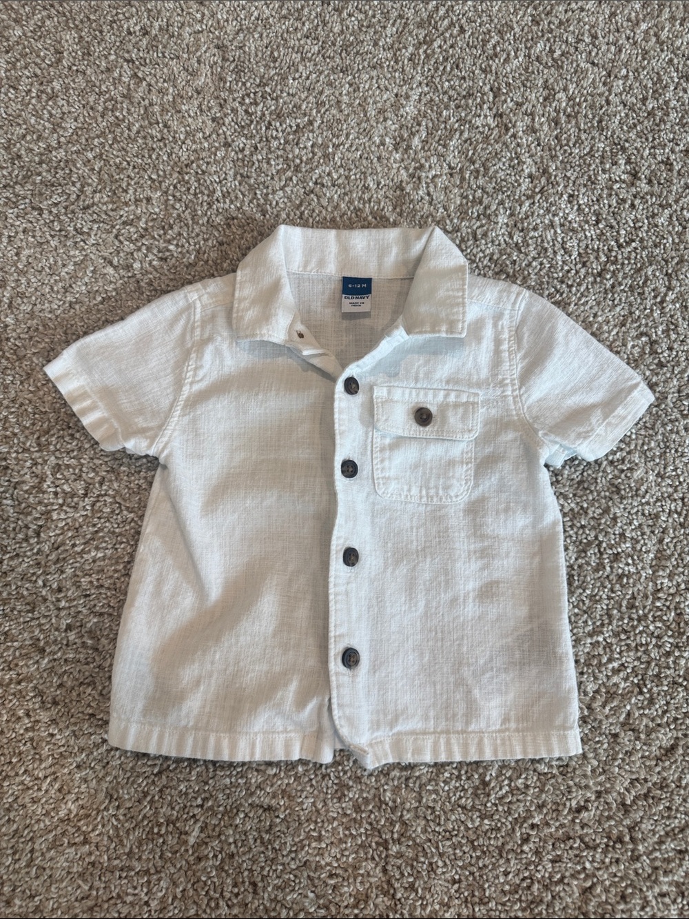 Old Navy Baby White Cotton Short-Sleeve Button-Down Shirt